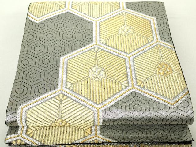 平和屋着物◎六通柄袋帯 亀甲若松文 金銀糸 正絹 逸品 DABA9215qa