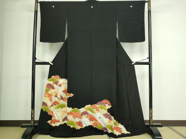 平和屋着物■豪華黒留袖 駒刺繍 松葉文 金彩 正絹 逸品 DABA9847sf