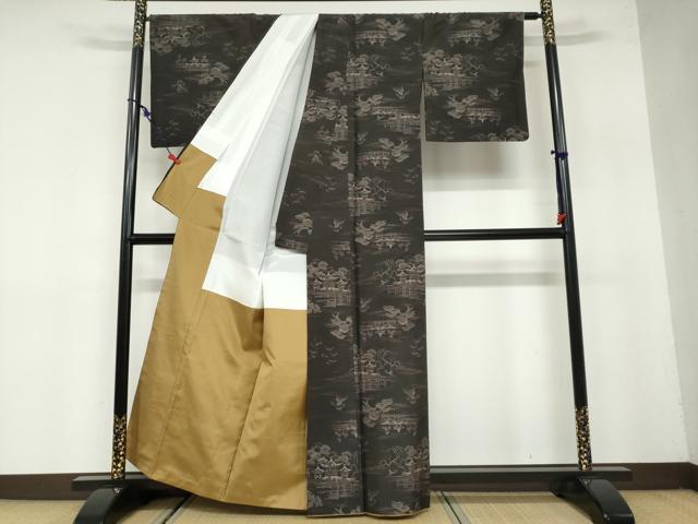 平和屋着物●本場大島紬 7マルキ 総絣 風景樹林文 正絹 逸品 DABB0009ud
