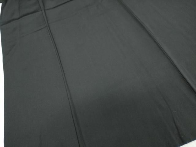 平和屋着物●男性 黒紋付 長羽織セット 羽裏:鷹 正絹 逸品 DABB0011ud
