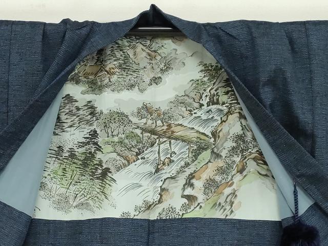 平和屋着物●男性 紬 アンサンブル 霞文 正絹 逸品 DABB0012ud