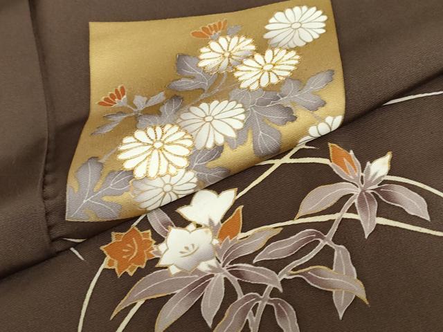平和屋着物●訪問着 駒刺繍 色紙重ね草花文 金彩 正絹 逸品 DABB0025ud