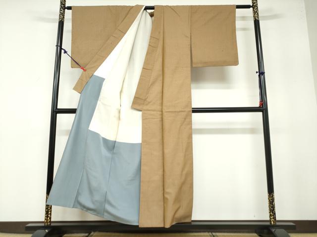 平和屋着物●山下八百子 本場黄八丈 市松綾織 正絹 逸品 DABB0078ud