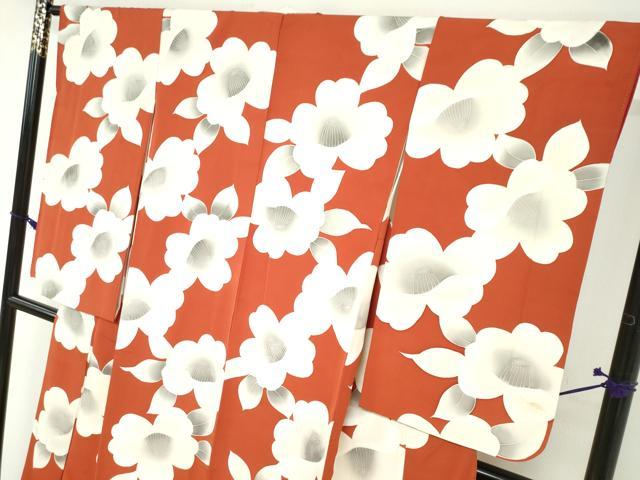 平和屋着物●小振袖 二尺袖 舞椿文 正絹 逸品 DABB0120ud