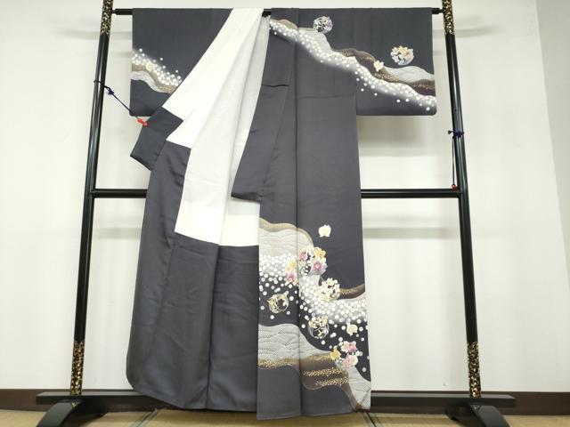 平和屋着物●訪問着 刺繍 道長草花丸文 暈し染め 金彩 正絹 逸品 DABB0313ud