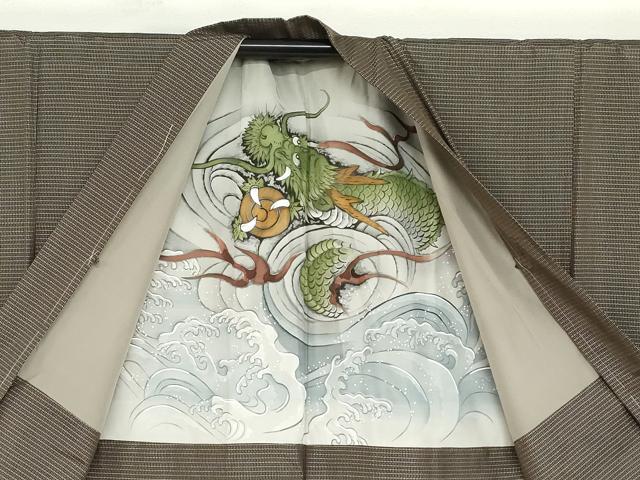 平和屋着物●男性 本場大島紬 アンサンブル 長羽織 抽象文様 やまと誂製 正絹 逸品 未使用 DABB0321ud