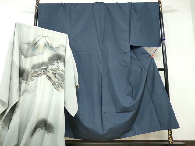 平和屋着物●男性 本場大島紬 長襦袢(袷)セット 抽象文様 キングサイズ 正絹 逸品 DABB0330ud