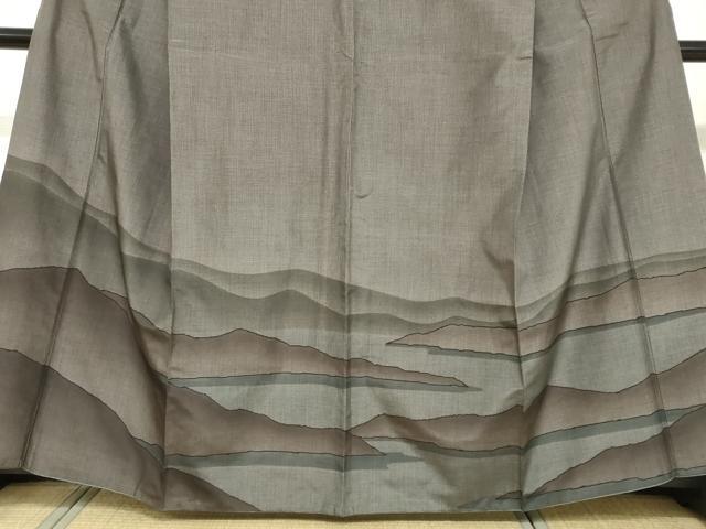 平和屋着物●本場大島紬 訪問着 7マルキ 遠山風景文 正絹 逸品 DABB0334ud