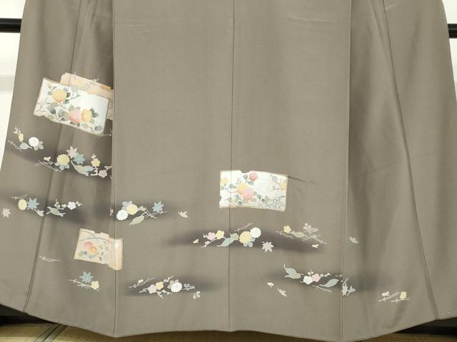 平和屋着物●豪華色留袖 駒刺繍 色紙重ね草花文 正絹 逸品 DABB0336ud