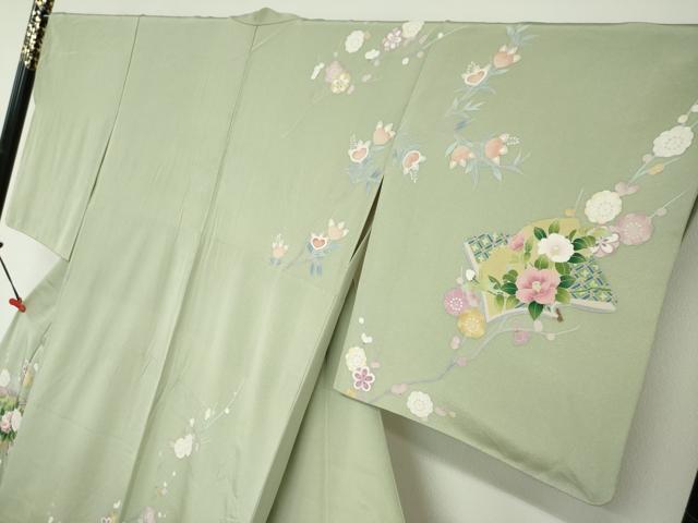 平和屋着物●訪問着 友禅 作家物 冊子草花文 暈し染め 正絹 逸品 DABB0357ud