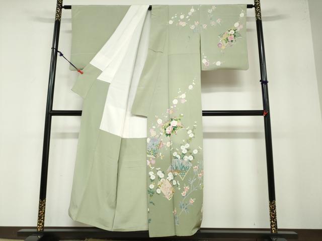 平和屋着物●訪問着 友禅 作家物 冊子草花文 暈し染め 正絹 逸品 DABB0357ud