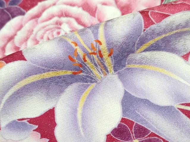 平和屋着物●豪華振袖 草花文 暈し染め 金彩 銀通し地 仮絵羽 逸品 未使用 DABB0373ud