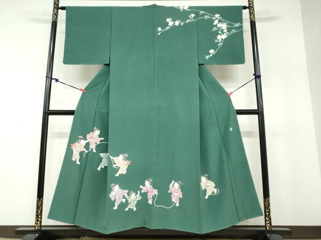 平和屋着物●十日町友禅作家 関口遼一 訪問着 童子遊び 正絹 逸品 未使用 DABB0389ud