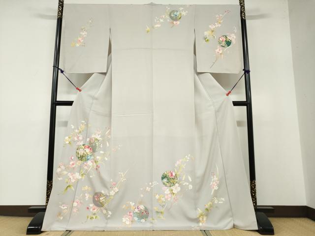 平和屋着物●訪問着 駒刺繍 草花丸文 金彩 正絹 逸品 DABB0391ud