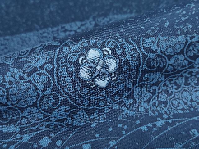 平和屋着物●本場染大島紬 訪問着 刺繍 流水花鳥丸文 正絹 逸品 DABB0413ud