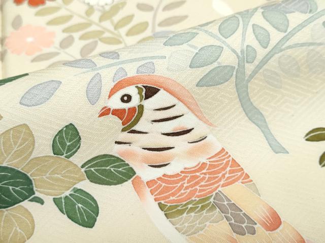 平和屋着物●訪問着 作家物 流水花鳥文 暈し染め 金彩 正絹 逸品 未使用 DABB0479ud