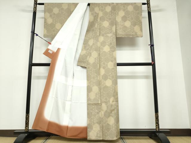 平和屋着物●洗える最高級着物 <英>はなぶさ謹製 小紋 麻の葉亀甲文 洗える着物 DABB0510ud