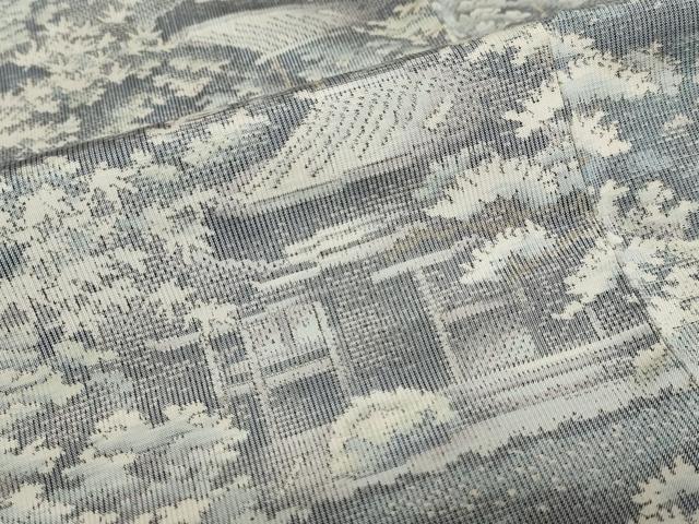 平和屋着物●都喜ヱ門 本場大島紬 白大島 9マルキ 総絣 風景草花文 藤絹織物謹製 正絹 逸品 DABB0539ud
