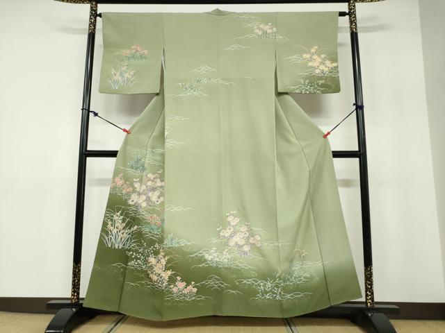 平和屋着物●訪問着 草花文 暈し染め 金彩 正絹 逸品 DABB0588ud