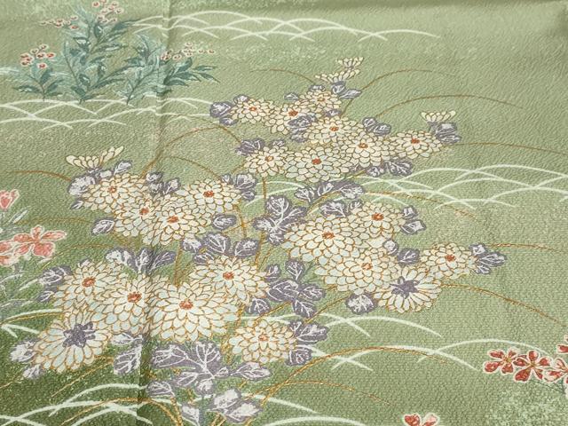 平和屋着物●訪問着 草花文 暈し染め 金彩 正絹 逸品 DABB0588ud