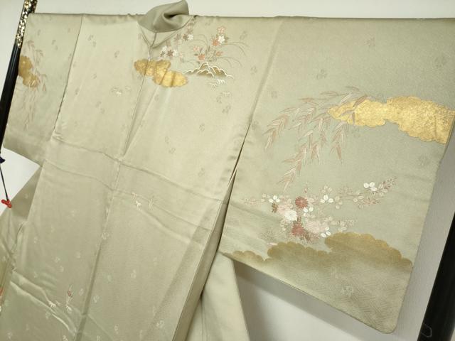 平和屋着物●訪問着 駒刺繍 草花籬文 金彩 正絹 逸品 DABB0783ud