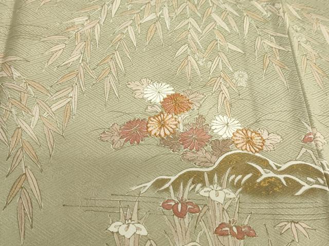 平和屋着物●訪問着 駒刺繍 草花籬文 金彩 正絹 逸品 DABB0783ud