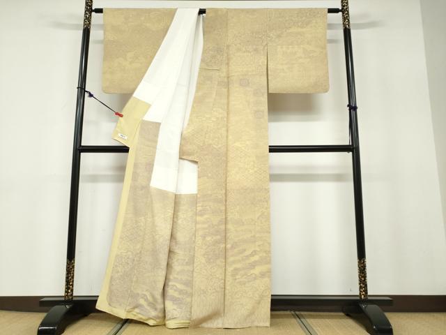 平和屋着物●江戸小紋 訪問着 作家物 風景草花文 正絹 逸品 DABB0800ud