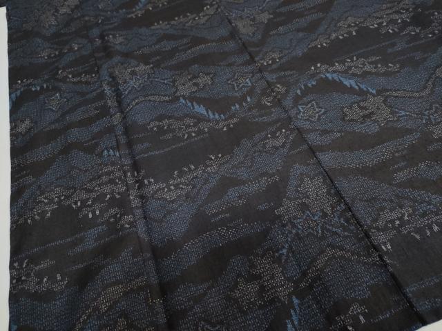 平和屋着物●本場結城紬 重要無形文化財 80亀甲 風景枝葉文 正絹 逸品 DABB0850ud