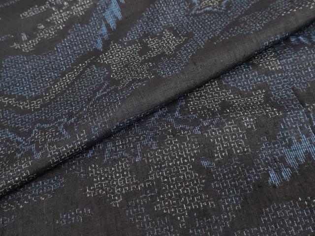 平和屋着物●本場結城紬 重要無形文化財 80亀甲 風景枝葉文 正絹 逸品 DABB0850ud