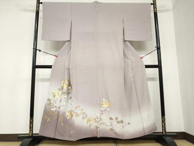 平和屋着物●豪華色留袖 駒刺繍 飛鶴蔦の葉草花文 暈し染め 金彩 正絹 逸品 DABB0858ud