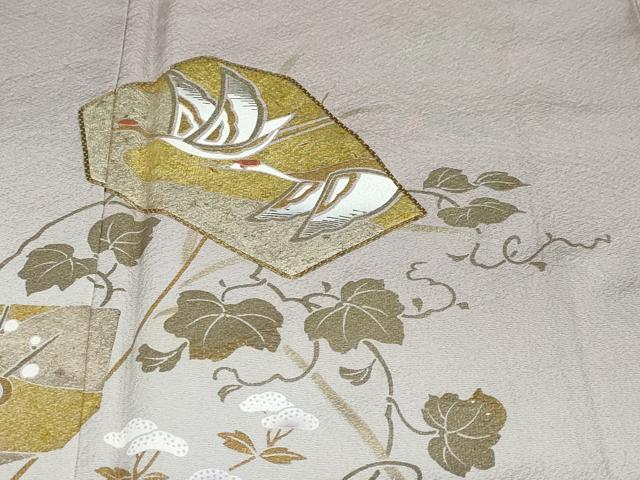 平和屋着物●豪華色留袖 駒刺繍 飛鶴蔦の葉草花文 暈し染め 金彩 正絹 逸品 DABB0858ud
