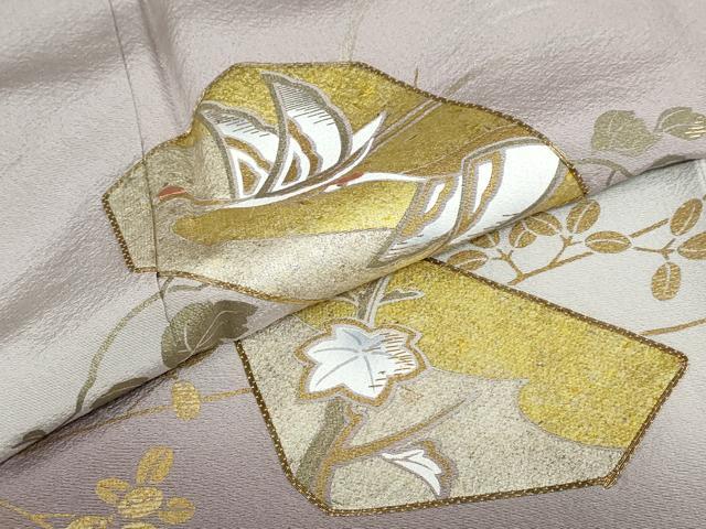 平和屋着物●豪華色留袖 駒刺繍 飛鶴蔦の葉草花文 暈し染め 金彩 正絹 逸品 DABB0858ud