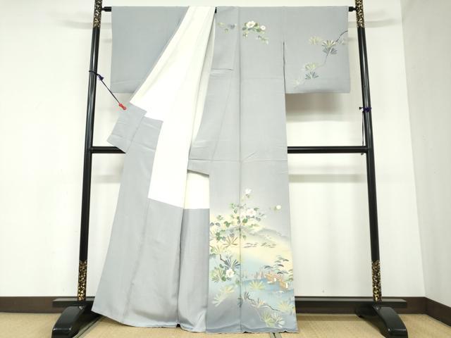 平和屋着物●訪問着 友禅 作家物 風景草花文 暈し染め 正絹 逸品 DABB0878ud