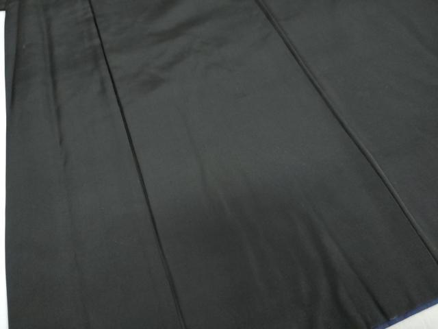 平和屋着物●男性 黒紋付 長羽織セット 羽裏:人物風景文 正絹 逸品 DABB0912ud