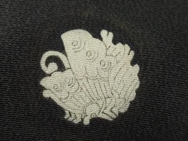 平和屋着物●アンティーク 大正ロマン 黒留袖 孔雀草花文 金彩 正絹 逸品 DABB0921ud
