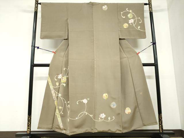 平和屋着物●訪問着 作家物 草花丸文 金彩 正絹 逸品 DABB0942ud