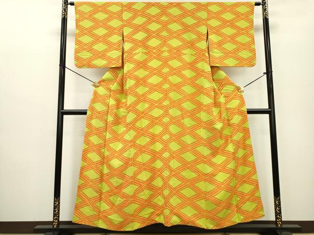 平和屋着物▼上質な小紋 地紋起こし 菱繋ぎ 正絹 逸品 DABB1239fe
