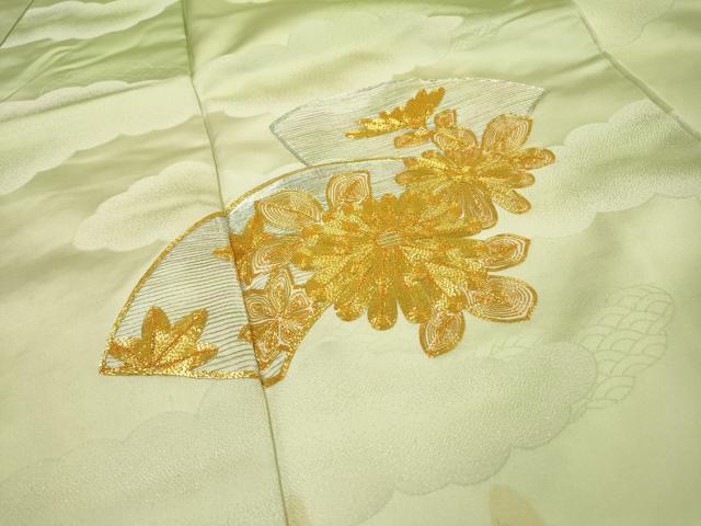 平和屋着物▼訪問着 駒刺繍 地紙花文 暈し染 金銀糸 正絹 逸品 DABB1575fe