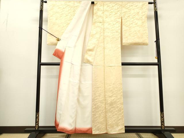 平和屋着物▼上質な色無地 飛鶴地紋 浅黄色 正絹 逸品 DABB1615fe