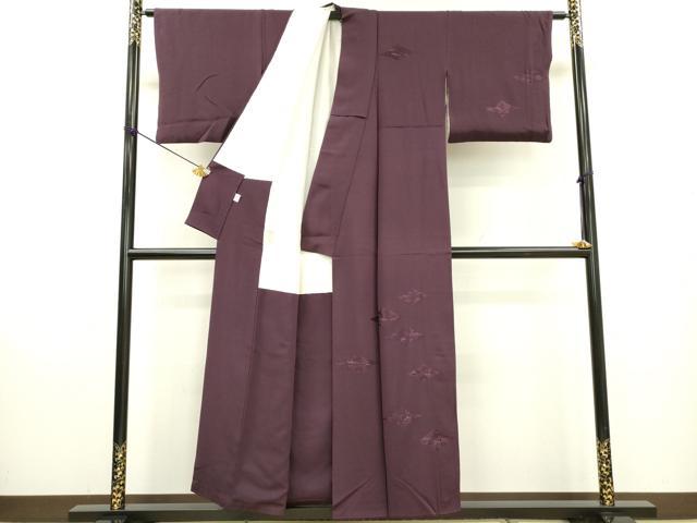 平和屋着物▼訪問着 総刺繍 立波菱文 金糸 滅紫色 正絹 逸品 DABB1638fe