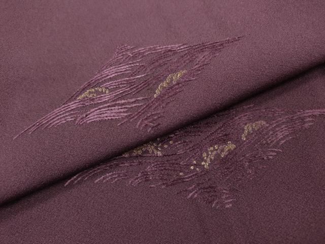 平和屋着物▼訪問着 総刺繍 立波菱文 金糸 滅紫色 正絹 逸品 DABB1638fe