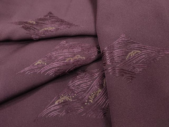 平和屋着物▼訪問着 総刺繍 立波菱文 金糸 滅紫色 正絹 逸品 DABB1638fe