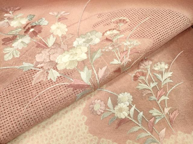 平和屋着物▼中国三大刺繍 スワトウ刺繍 汕頭刺繍 訪問着 絞り 流水地紙花文 暈し染 正絹 逸品 DABB1662fe