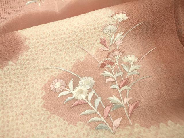 平和屋着物▼中国三大刺繍 スワトウ刺繍 汕頭刺繍 訪問着 絞り 流水地紙花文 暈し染 正絹 逸品 DABB1662fe