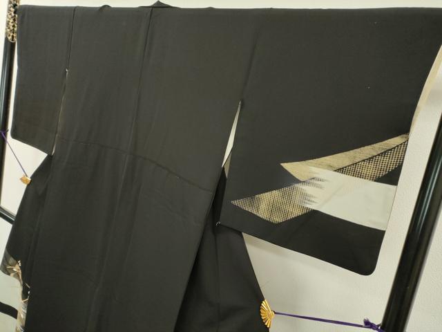 平和屋着物▼訪問着 竹屋町刺繍 吹き寄せ枝花文 暈し染 黒地 金銀糸 正絹 逸品 DABB1916fe