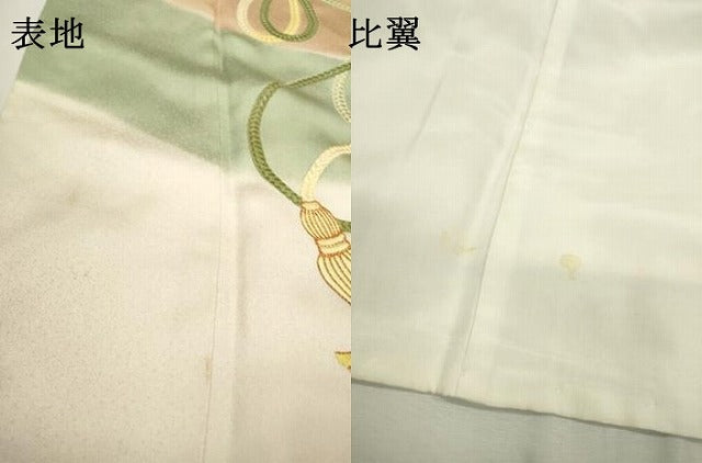 平和屋着物▼豪華色留袖 駒刺繍 総刺繍 結び紐 正絹 逸品 DABB1923fe