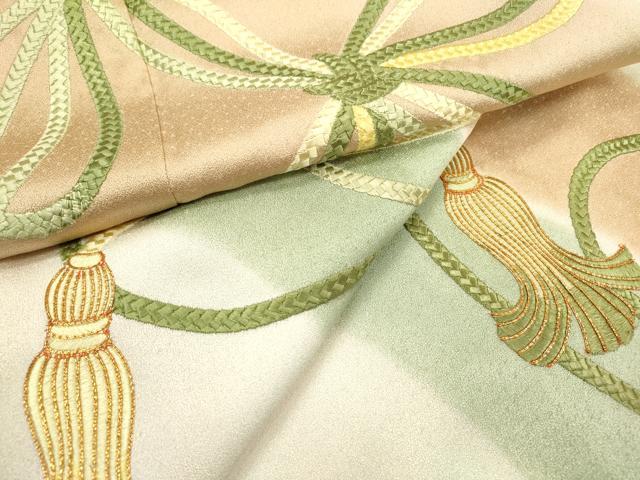 平和屋着物▼豪華色留袖 駒刺繍 総刺繍 結び紐 正絹 逸品 DABB1923fe