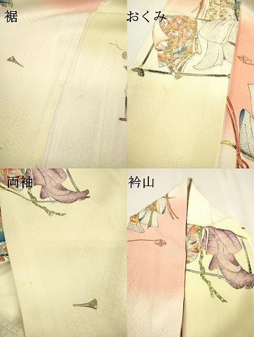 平和屋着物▼上質な小紋 誰が袖花文 暈し染 金彩 正絹 逸品 DABB1941fe
