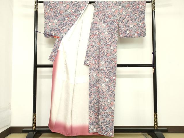 平和屋着物■上質な小紋 草花文 暈し染め 正絹 逸品 DABB2254cd