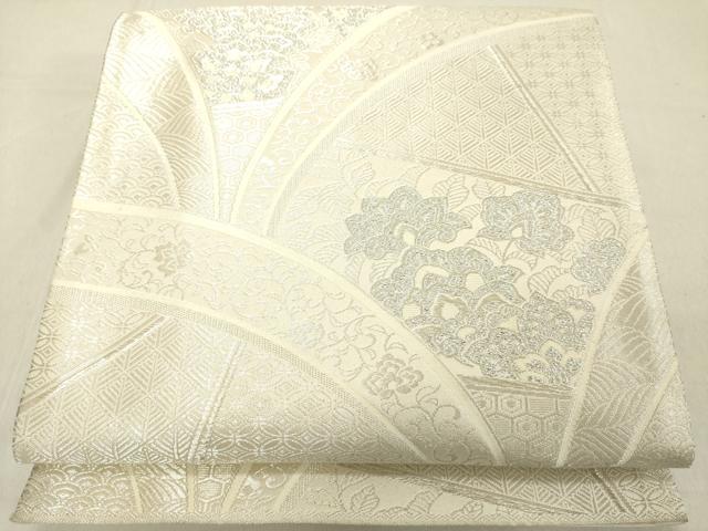 平和屋着物◎六通柄袋帯 更紗花文 銀糸 正絹 逸品 DABB2321cd